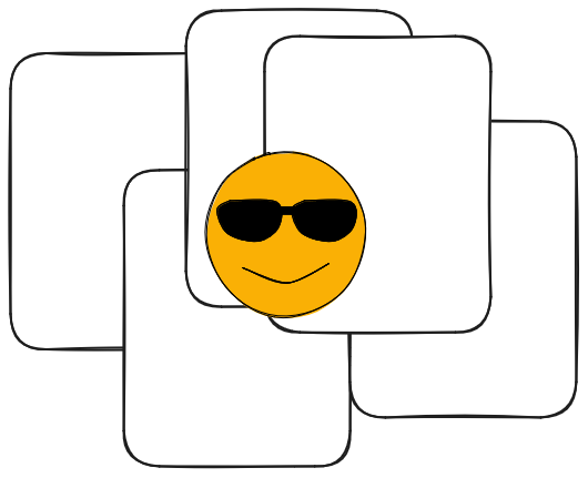 a bunch of scripts, on them an emoji of a happy face wearing sunglasses